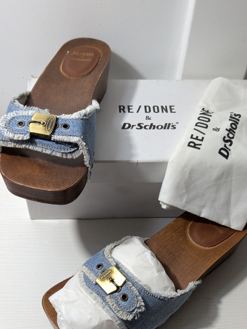 Re/Done X Dr.Scholl's NIB 9 Sandals Denim